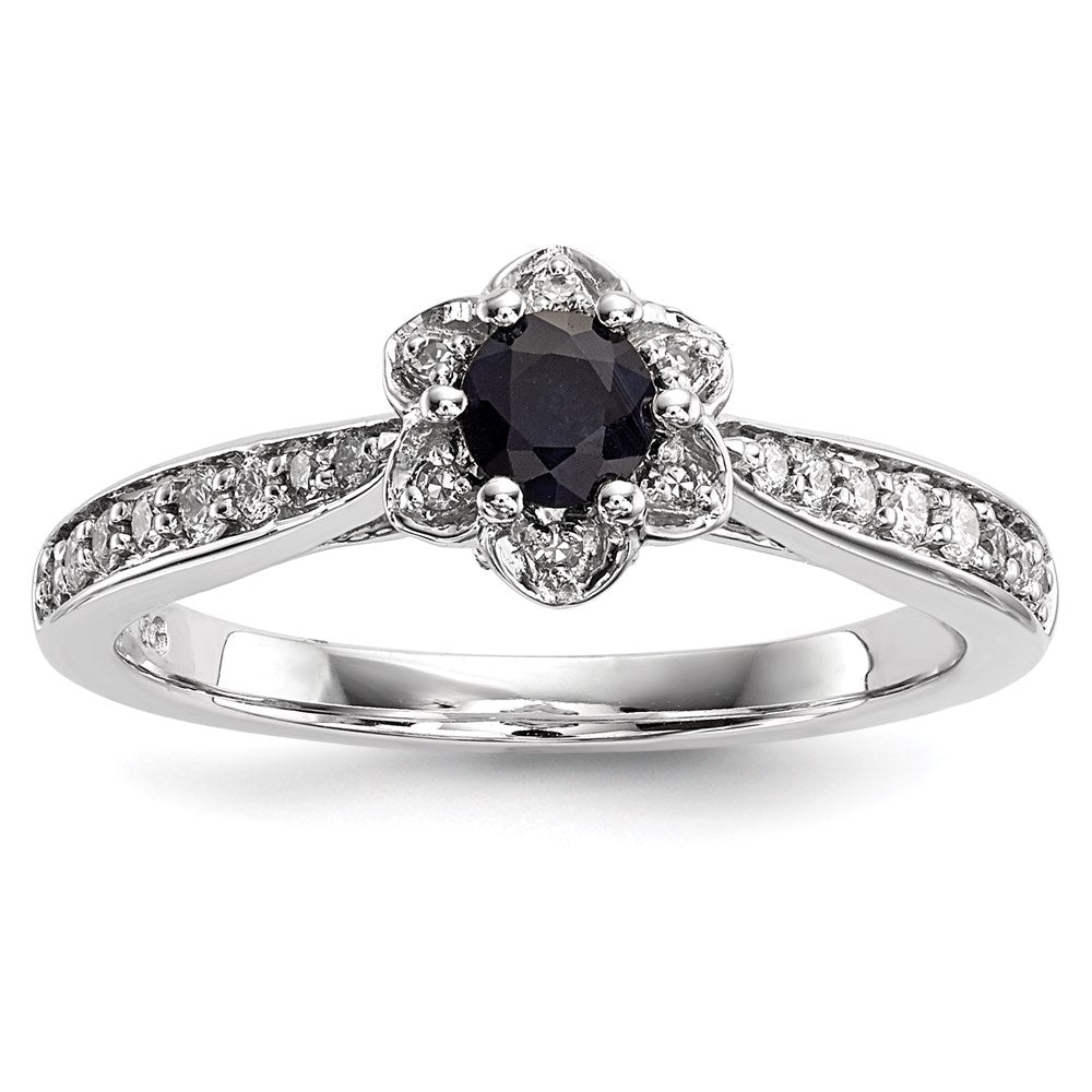 14k White Gold Real Diamond u0026 Sapphire Ring