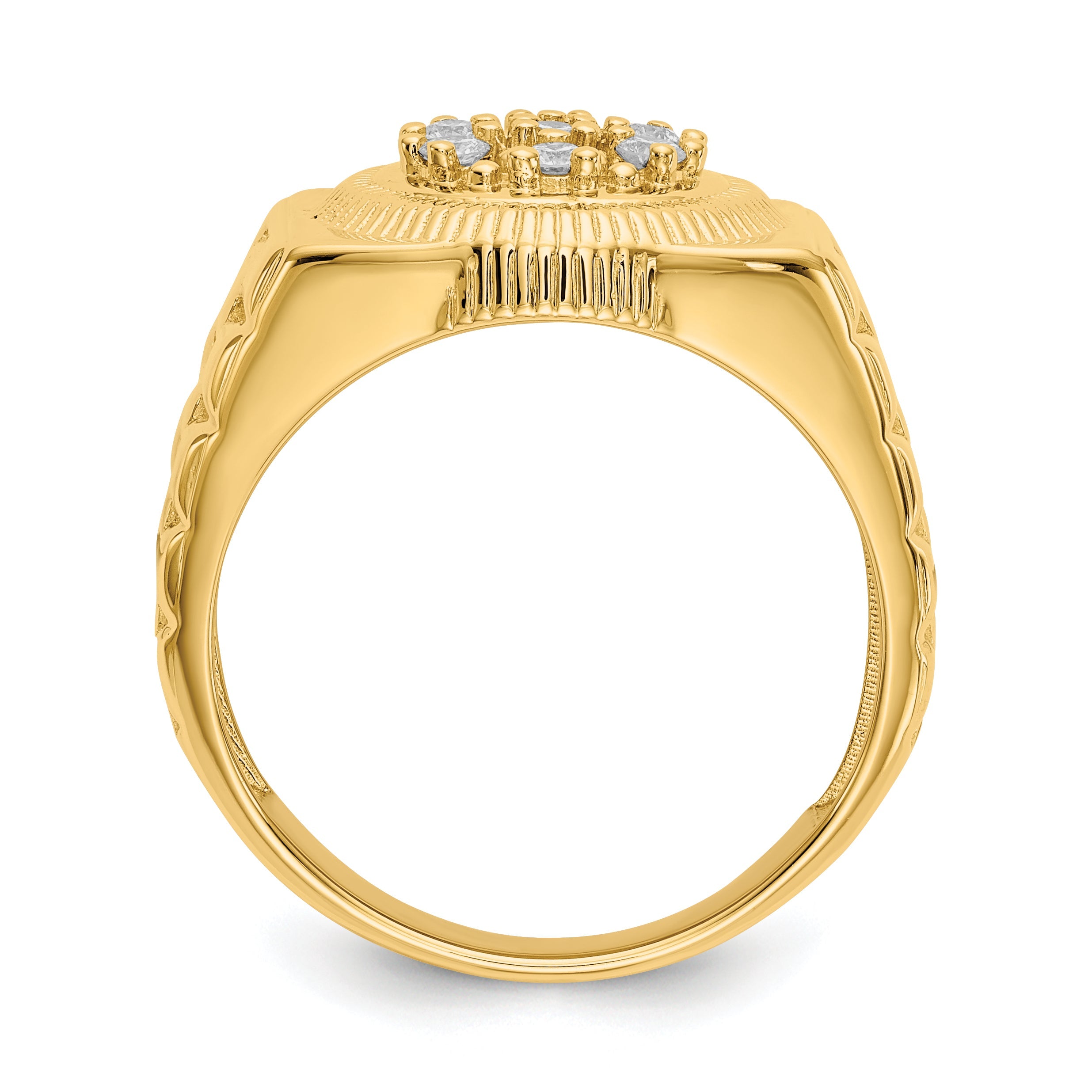 Solid 14k Yellow Gold AA Simulated CZ men's Ring
