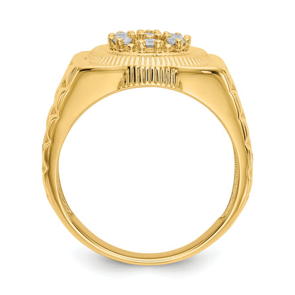 Solid 14k Yellow Gold AA Simulated CZ men's Ring