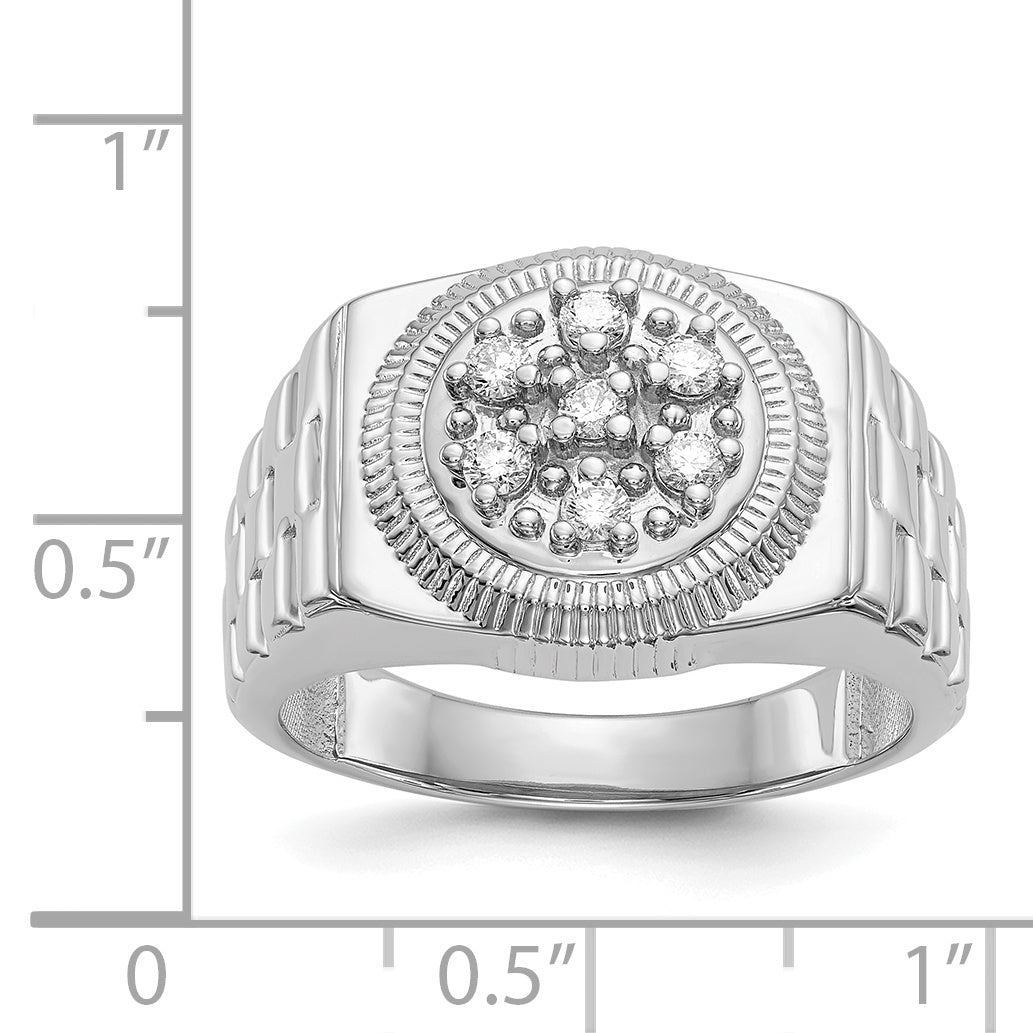 Solid 14k White Gold AA Simulated CZ men's Ring