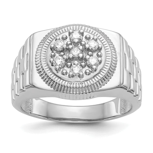 Solid 14k White Gold AA Simulated CZ men's Ring