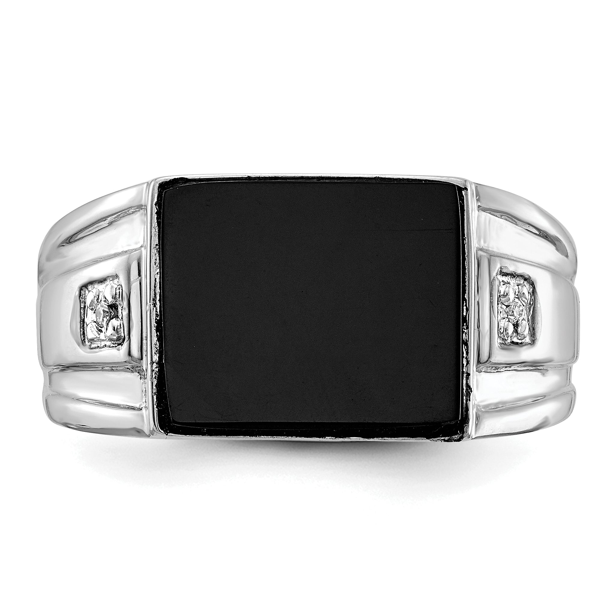 Solid 14k White Gold AAA Simulated CZ men's Ring