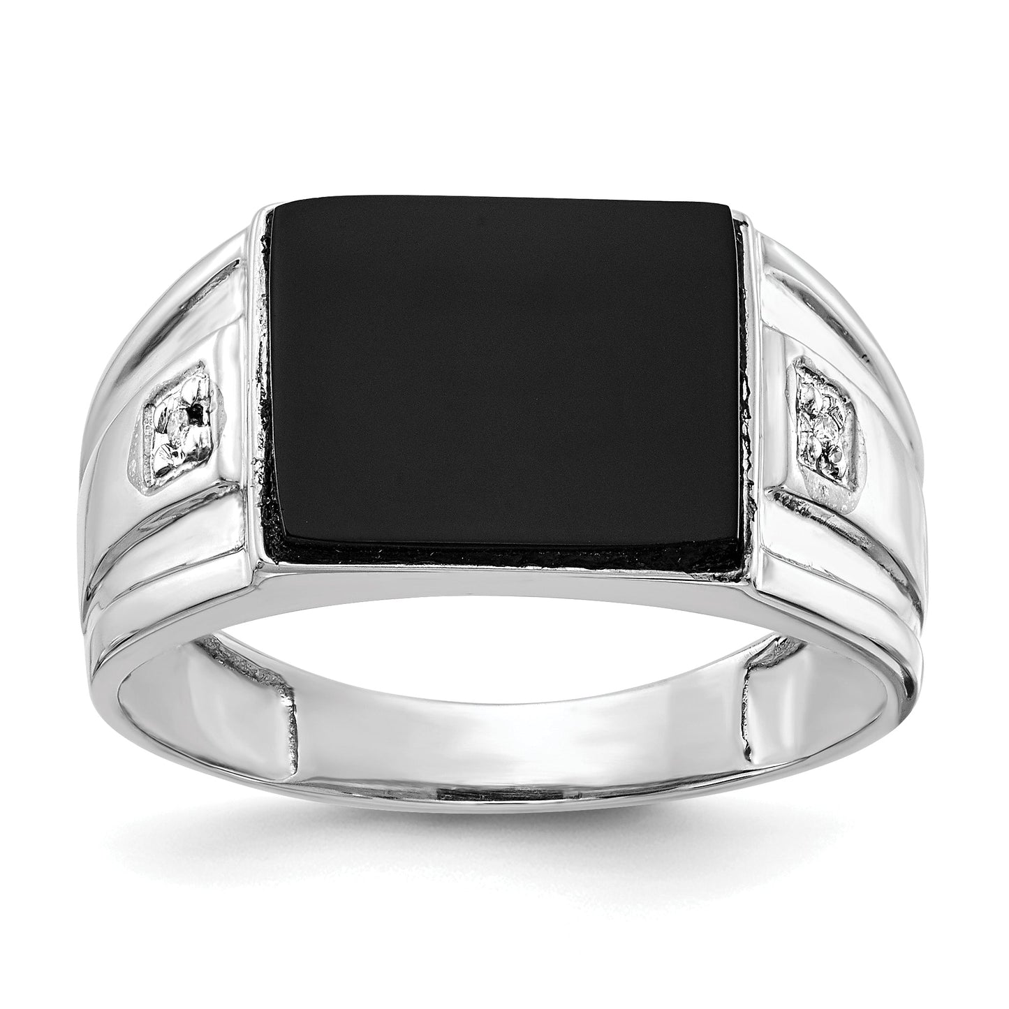 Solid 14k White Gold AAA Simulated CZ men's Ring