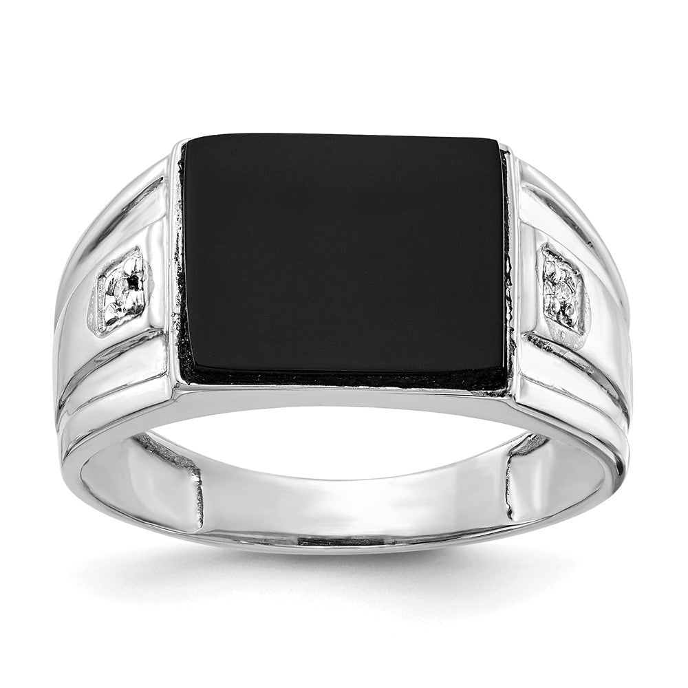 Solid 14k White Gold A Simulated CZ men's Ring