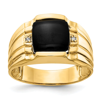 Solid 14k Yellow Gold VS Simulated CZ men's Ring
