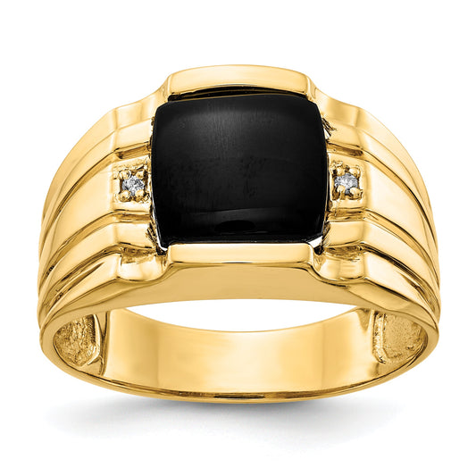 Solid 14k Yellow Gold VS Simulated CZ men's Ring