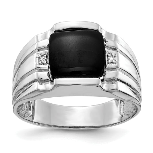 Solid 14k White Gold AAA Simulated CZ men's Ring