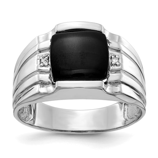 14k White Gold AAA Real Diamond men's ring