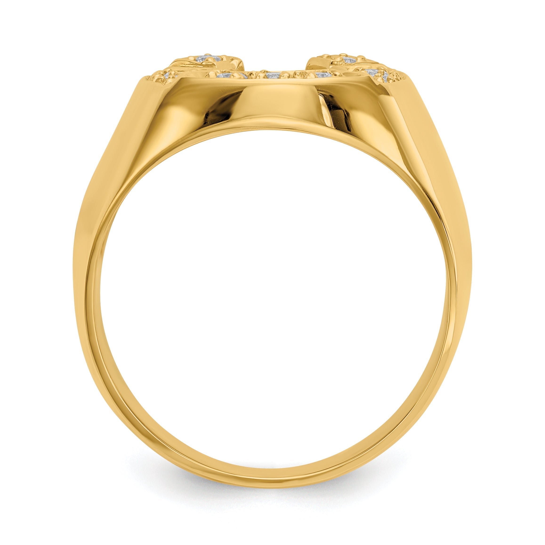 Solid 14k Yellow Gold AA Simulated CZ men's Ring