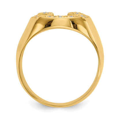 Solid 14k Yellow Gold AA Simulated CZ men's Ring
