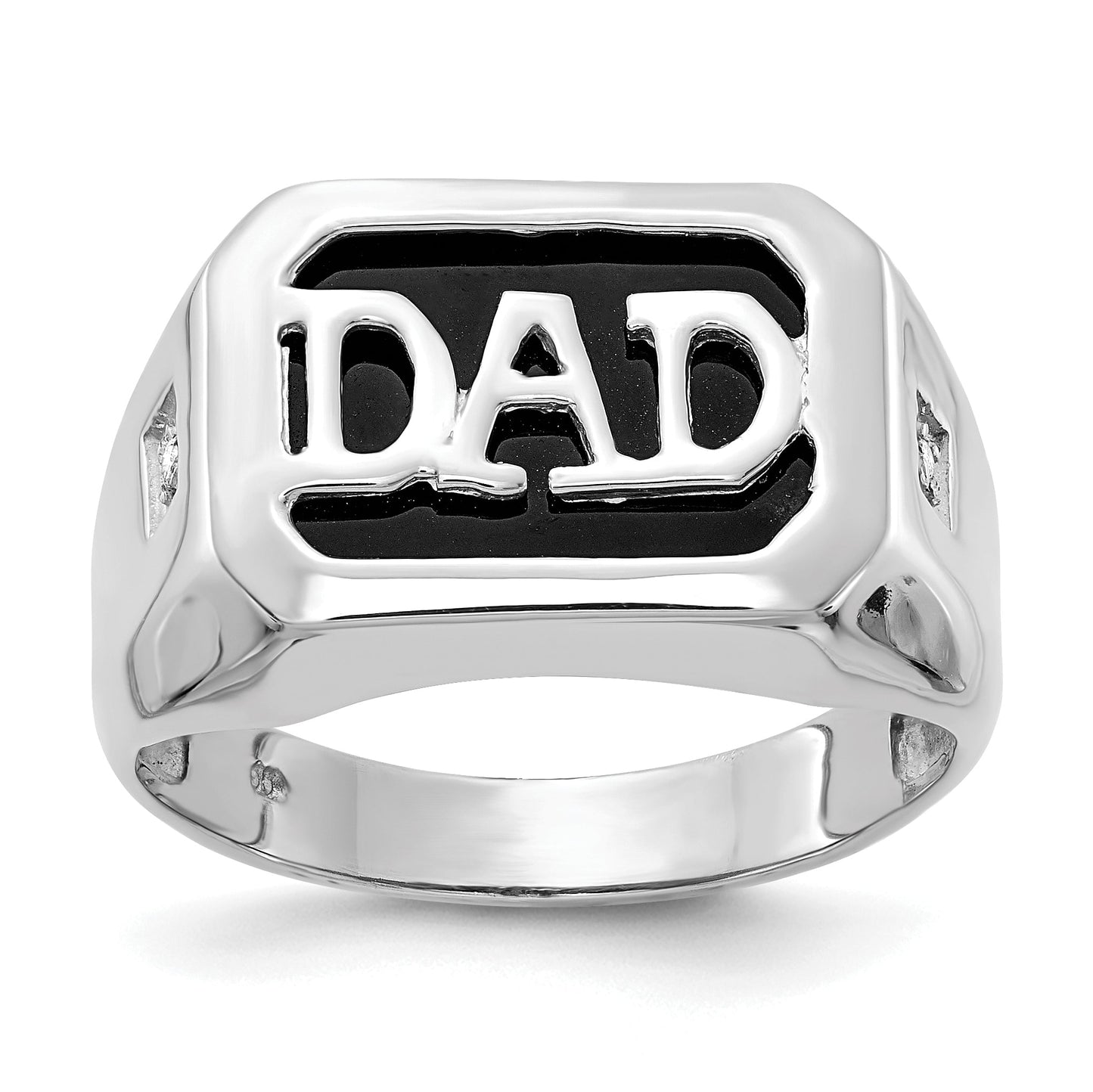 Solid 14k White Gold A Simulated CZ men's Ring