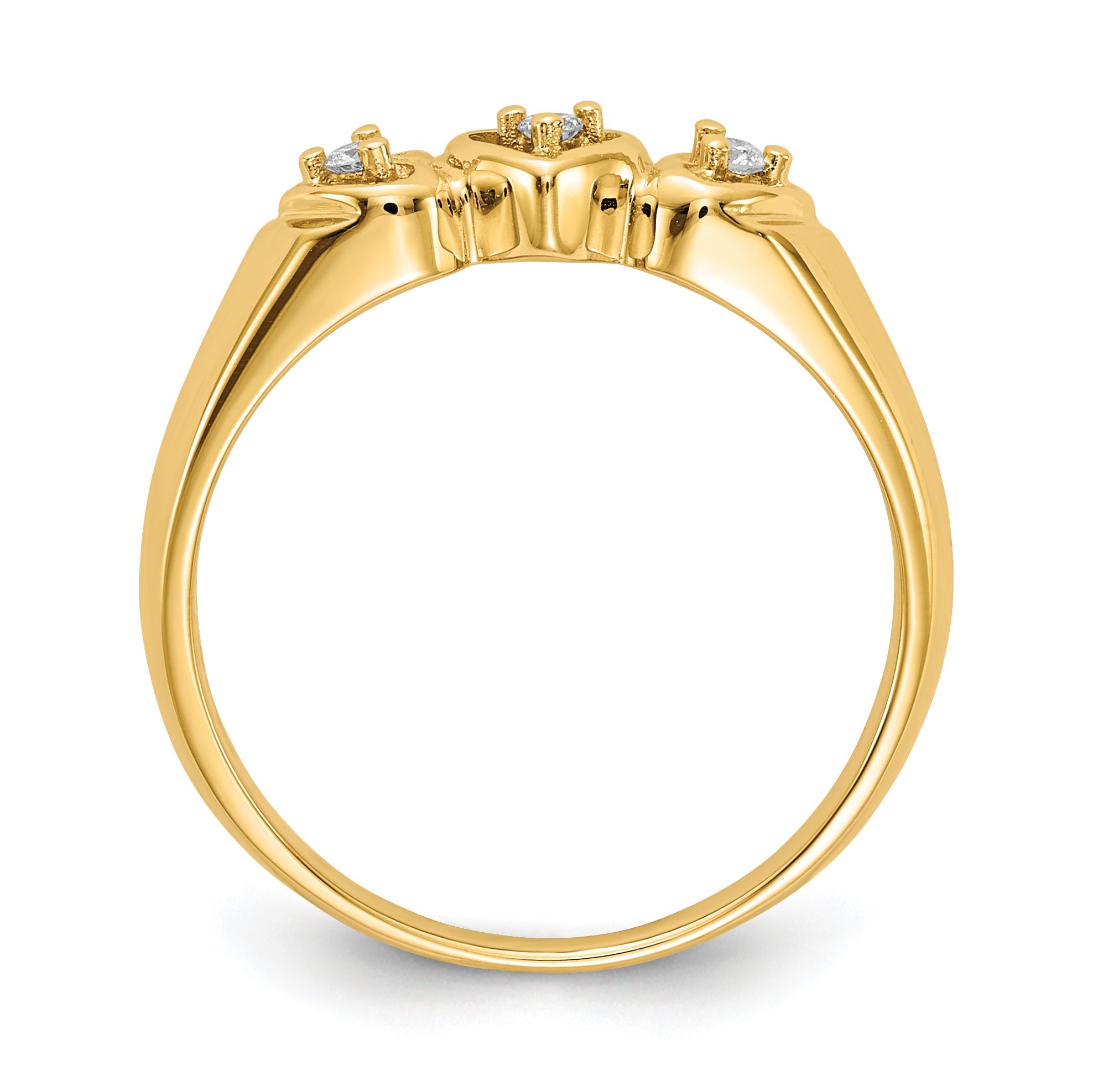 Solid 14k Yellow Gold VS Simulated CZ heart Ring