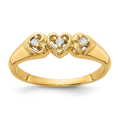 Solid 14k Yellow Gold VS Simulated CZ heart Ring