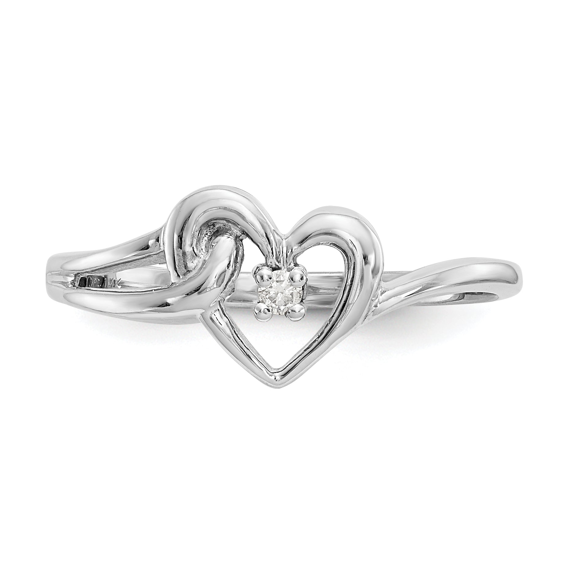 Solid 14k White Gold 6mm Heart Rhodolite Simulated Garnet VS CZ Ring