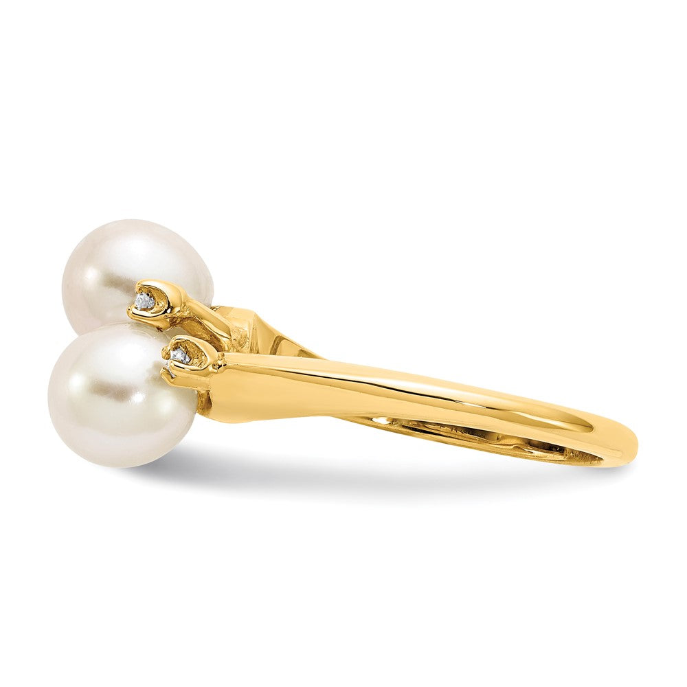 14k Yellow Gold 6mm FW Cultured Pearl VS Diamond ring