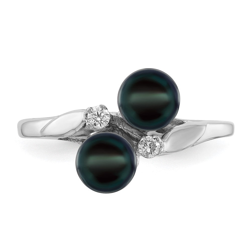 14k White Gold 5mm Black FW Cultured Pearl VS Diamond ring