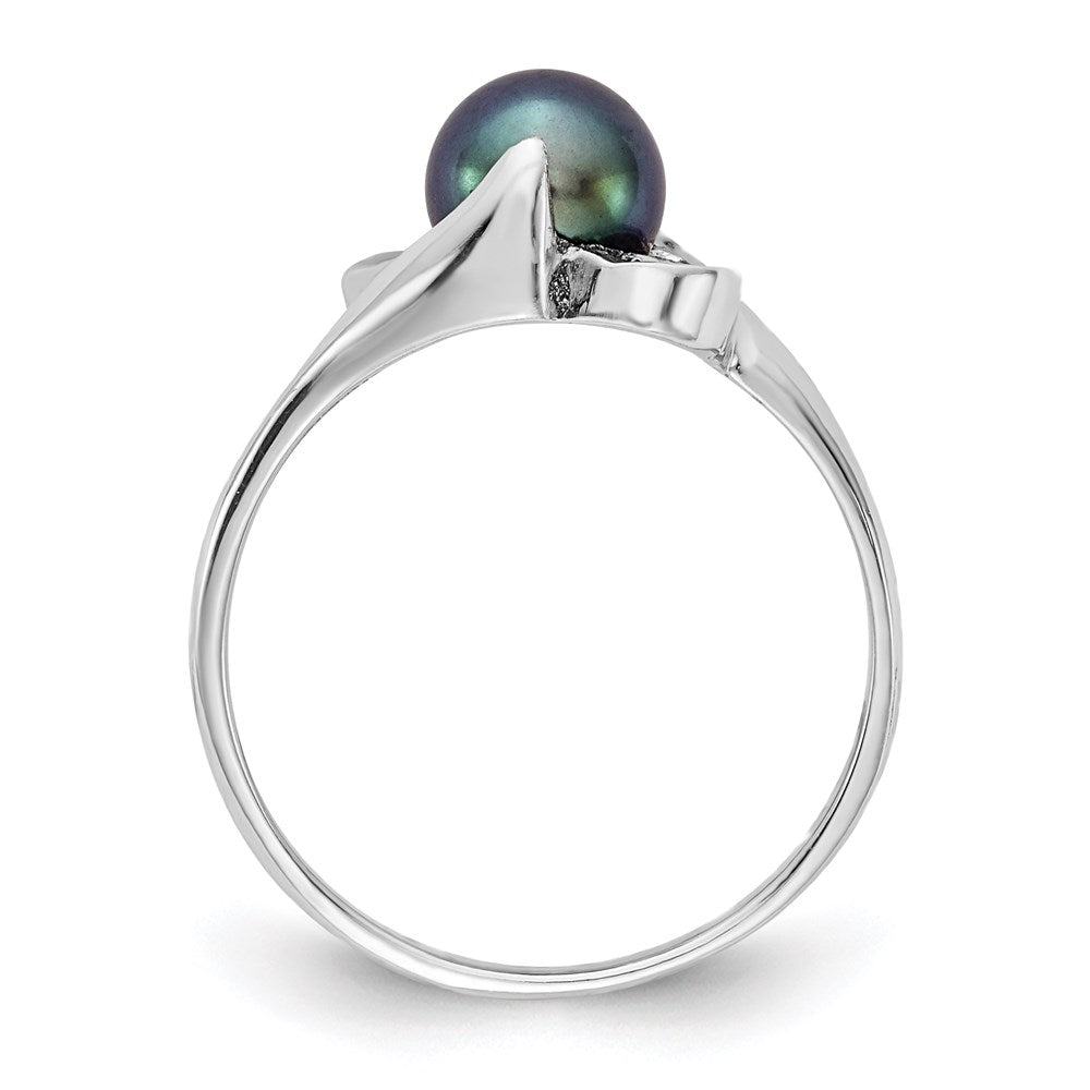 14k white gold 5 5mm black fw cultured pearl ring y2007bp