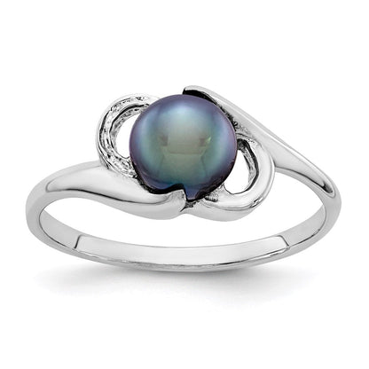 14k white gold 5 5mm black fw cultured pearl ring y2007bp