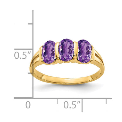 14k yellow gold 6x4mm oval amethyst checker ring y2034ac