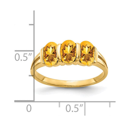 14k yellow gold 6x4mm oval citrine checker ring y2034cc