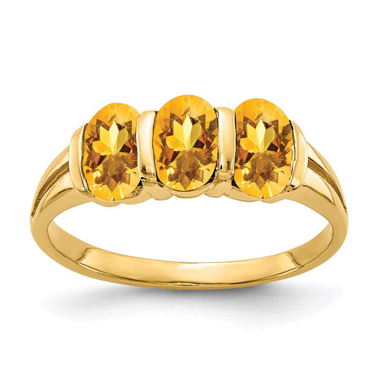 14k yellow gold 6x4mm oval citrine checker ring y2034cc