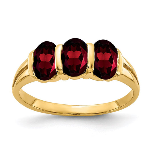 14k yellow gold 6x4mm oval garnet checker ring y2034gc