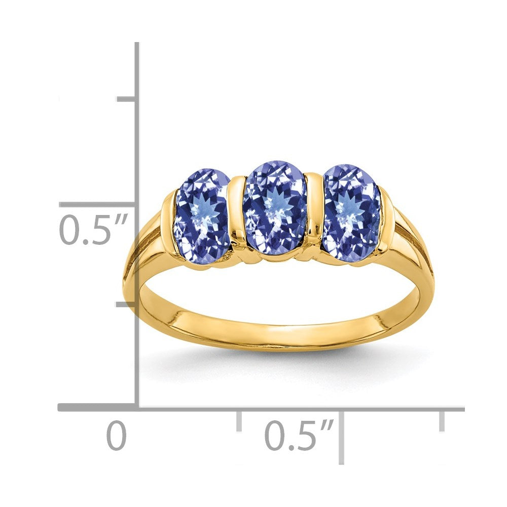 14k Yellow Gold 6x4mm Oval Tanzanite ring