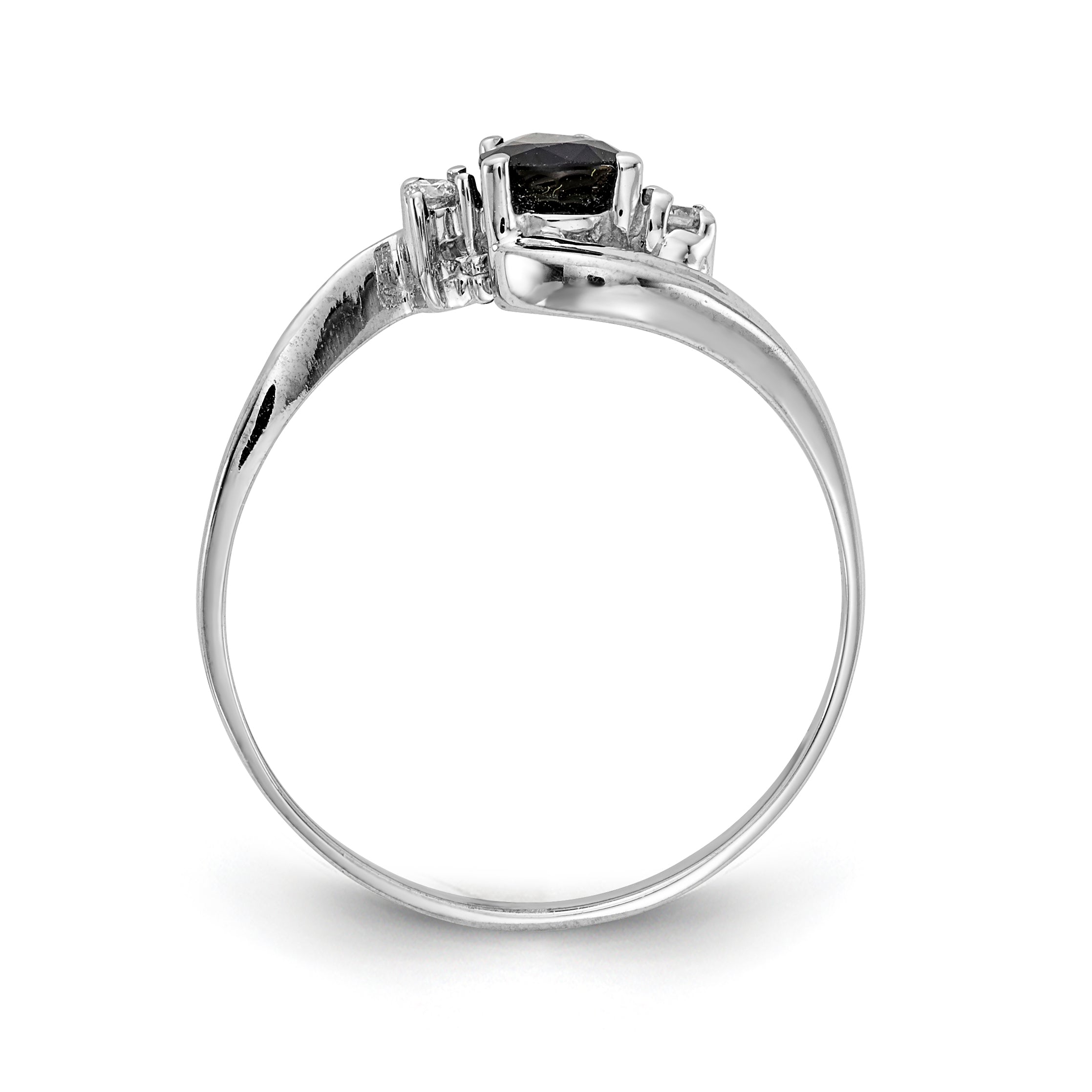 Solid 14k White Gold 6x4mm Pear Simulated Sapphire AAA CZ Ring