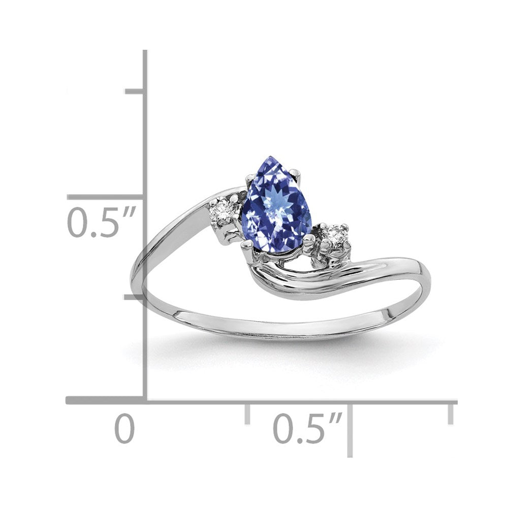 14k White Gold 6x4mm Pear Tanzanite AAA Diamond ring