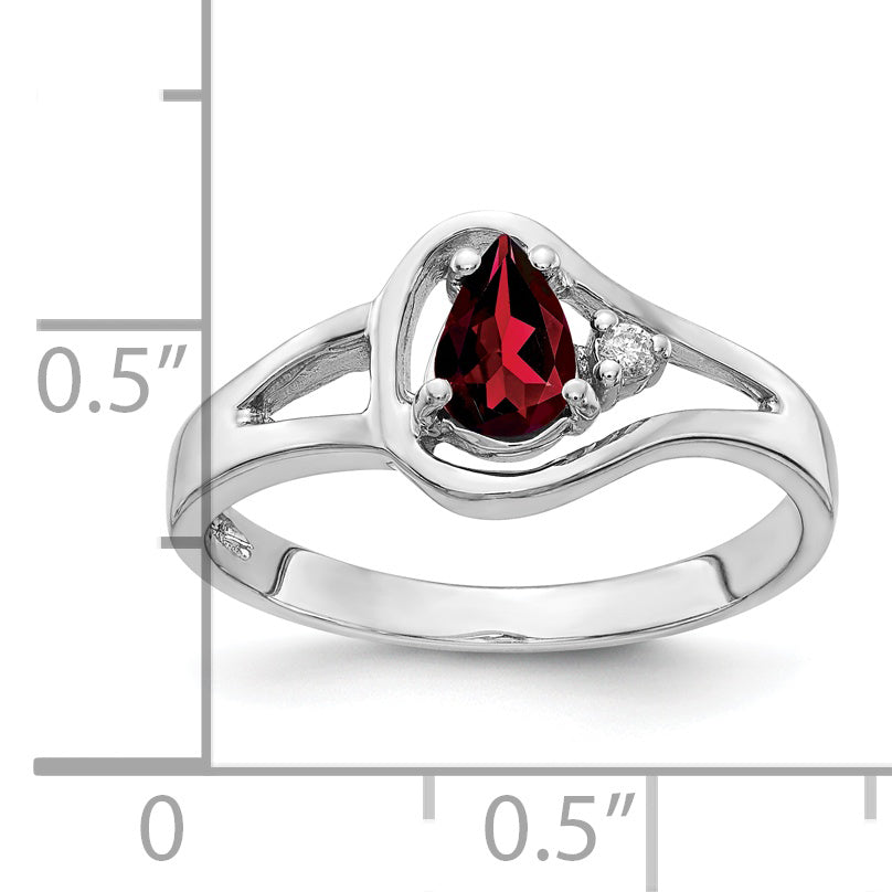 Solid 14k White Gold 6x4mm Pear Simulated Garnet VS CZ Ring