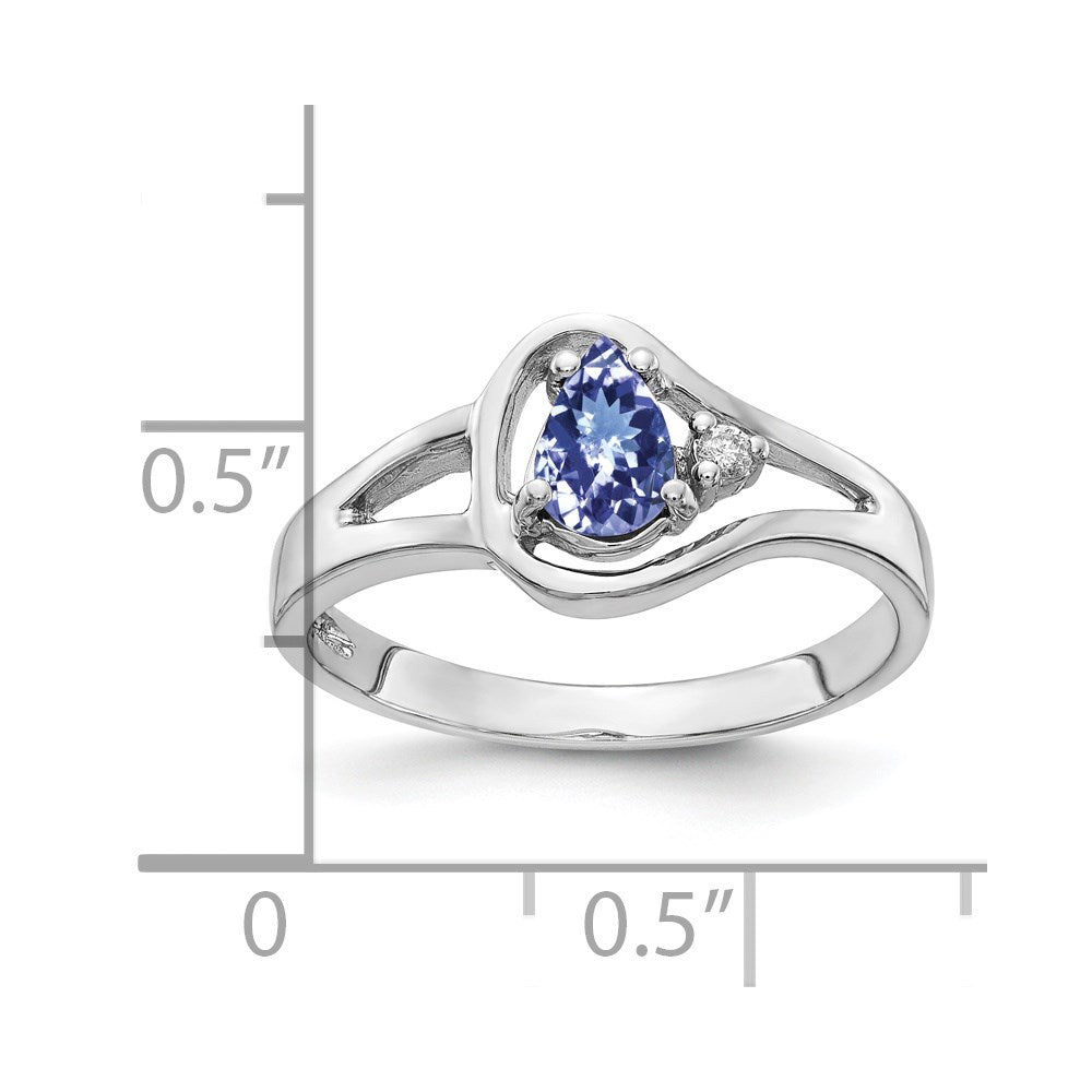14k White Gold 6x4mm Pear Tanzanite A Diamond ring