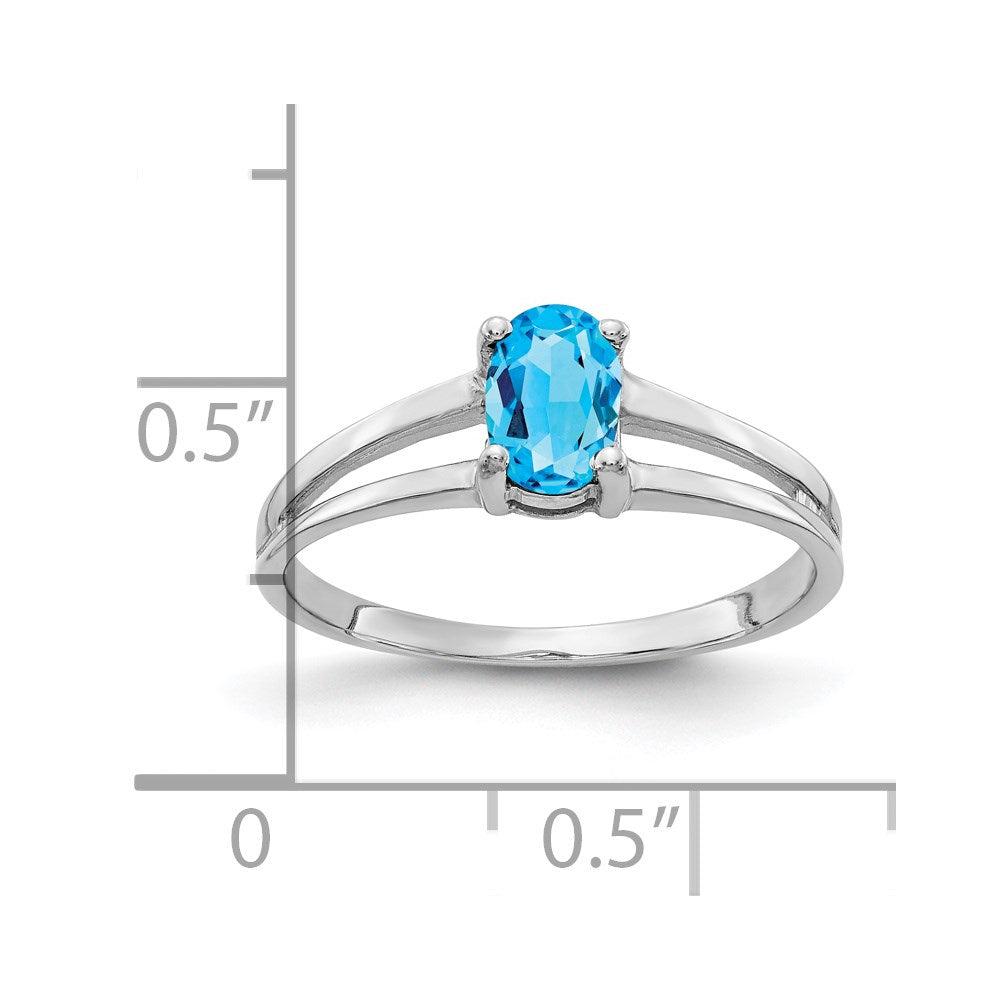14k white gold 6x4mm oval blue topaz checker ring y2074bc