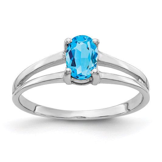 14k white gold 6x4mm oval blue topaz checker ring y2074bc