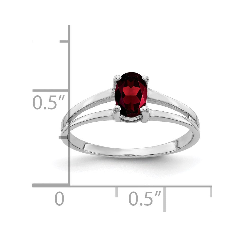 14k white gold 6x4mm oval garnet checker ring y2074gc