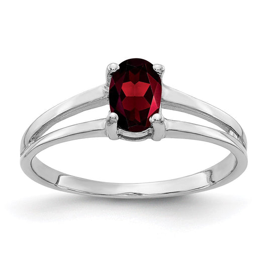 14k white gold 6x4mm oval garnet checker ring y2074gc