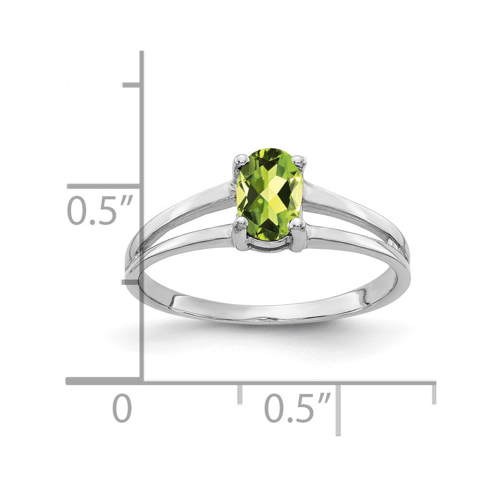14k white gold 6x4mm oval peridot checker ring y2074pc