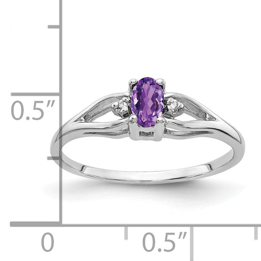 Solid 14k White Gold 5x3mm Oval Simulated Amethyst AA CZ Ring