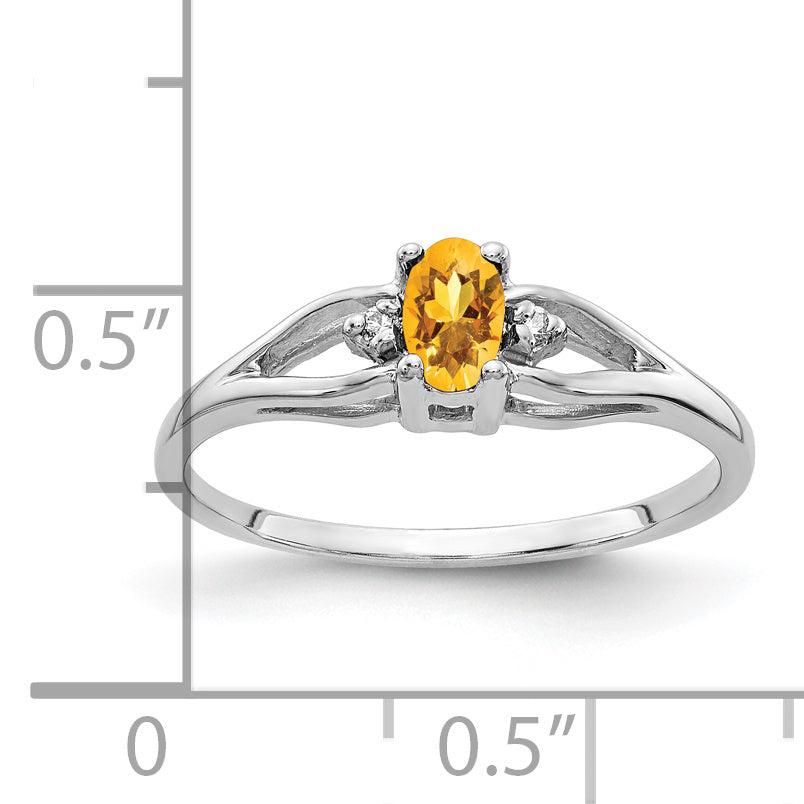 Solid 14k White Gold 5x3mm Oval Simulated Citrine VS CZ Ring