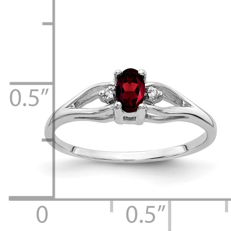 Solid 14k White Gold 5x3mm Oval Simulated Garnet AA CZ Ring