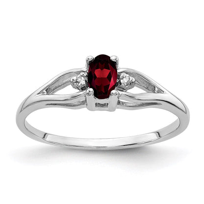 14k White Gold 5x3mm Oval Garnet A Real Diamond ring