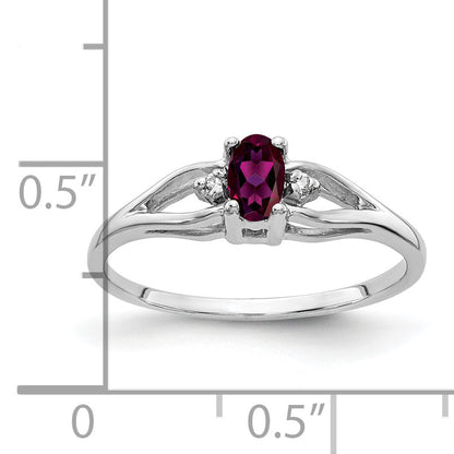Solid 14k White Gold 5x3mm Oval Rhodolite Simulated Garnet AA CZ Ring
