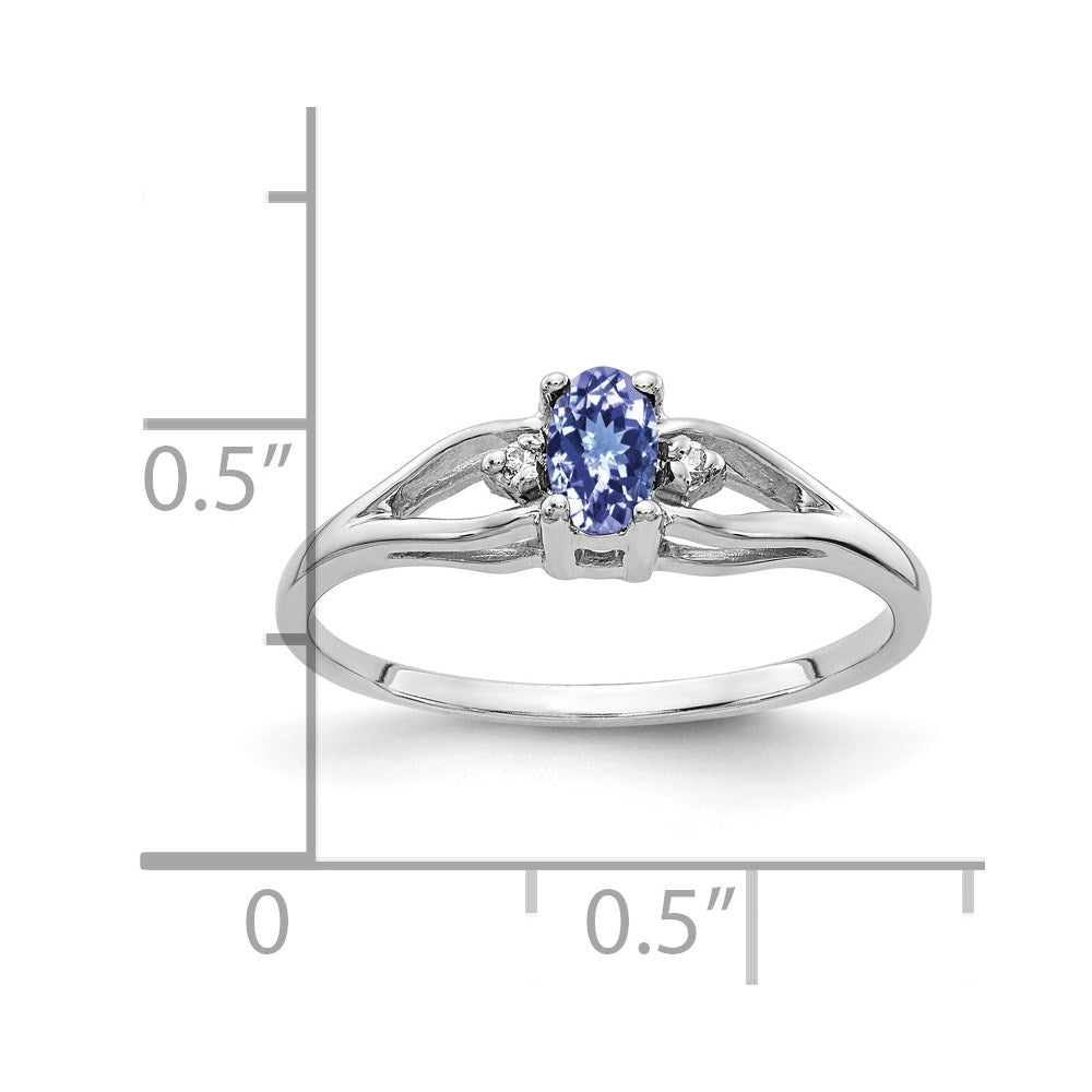 14k White Gold 5x3mm Oval Tanzanite AA Diamond ring