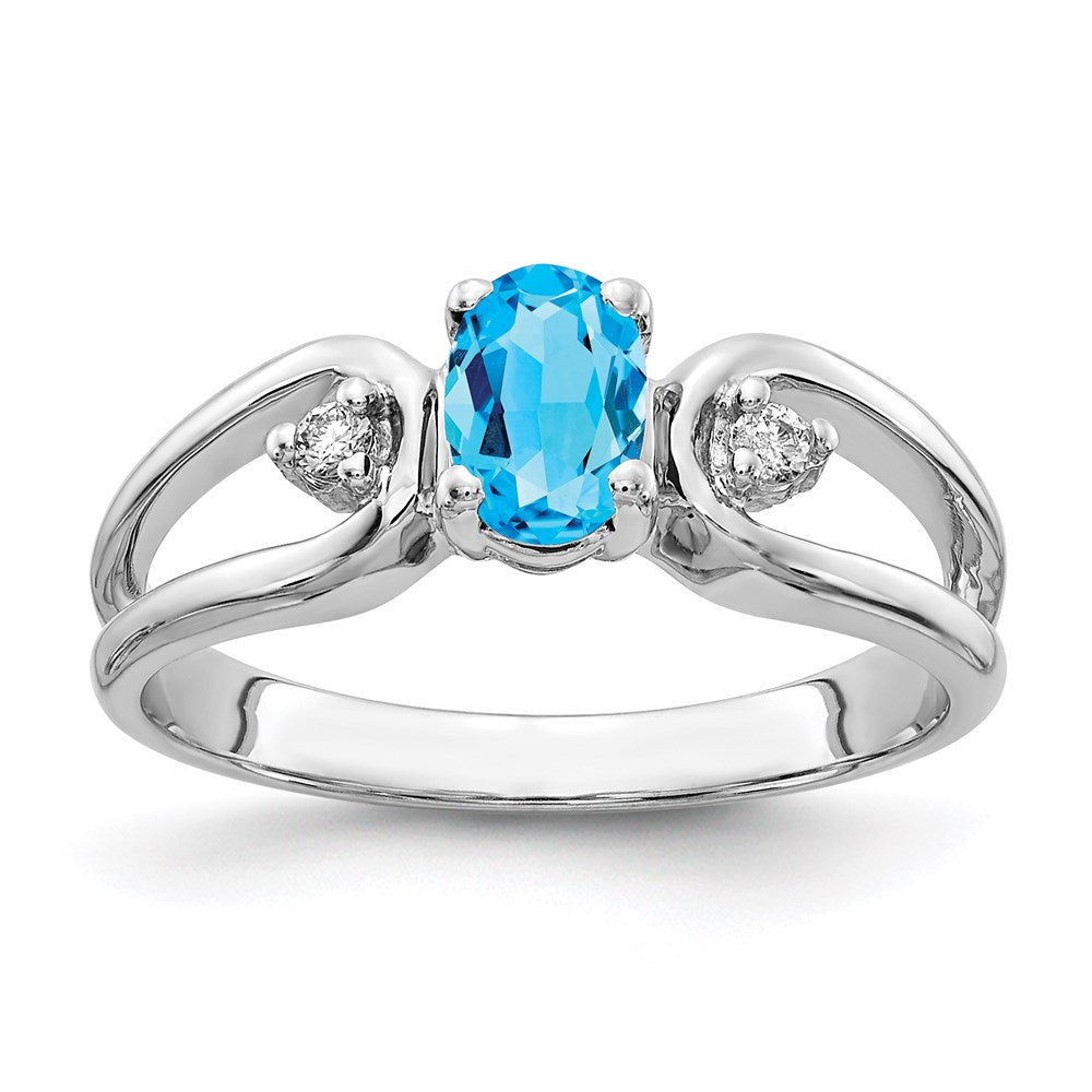 14k white gold 6x4mm oval blue topaz checker a real diamond ring y2082bc a