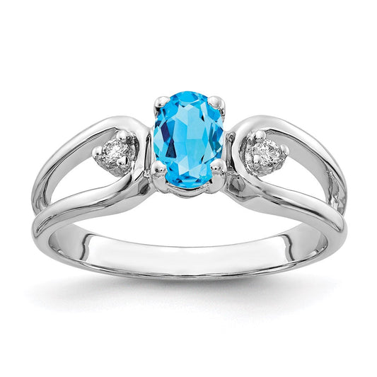 14k white gold 6x4mm oval blue topaz checker a real diamond ring y2082bc a