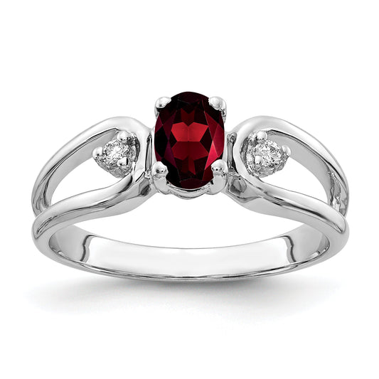 Solid 14k White Gold 6x4mm Oval Simulated Garnet VS CZ Ring