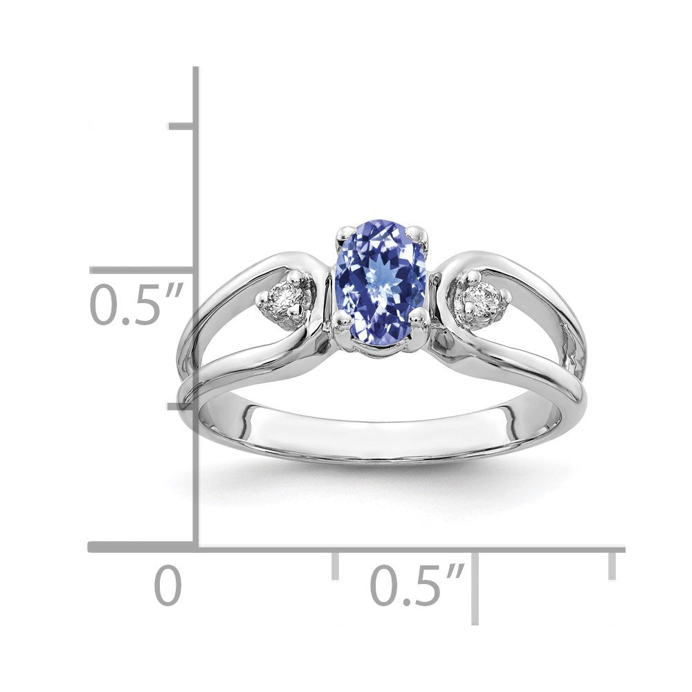 14k White Gold 6x4mm Oval Tanzanite AAA Diamond ring