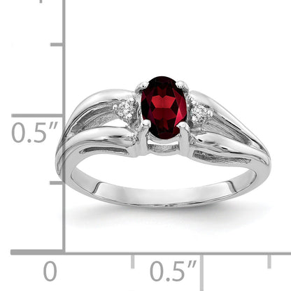 Solid 14k White Gold 6x4mm Oval Simulated Garnet AAA CZ Ring