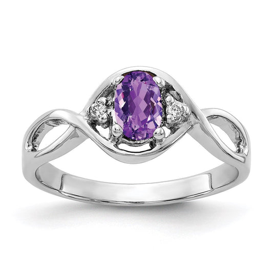 14k white gold 6x4mm oval amethyst checker a real diamond ring y2086ac a