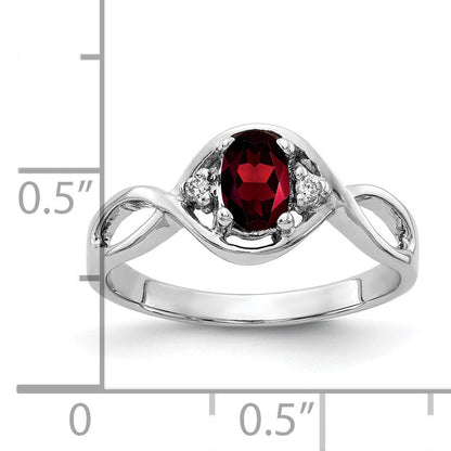 Solid 14k White Gold 6x4mm Oval Simulated Garnet AAA CZ Ring