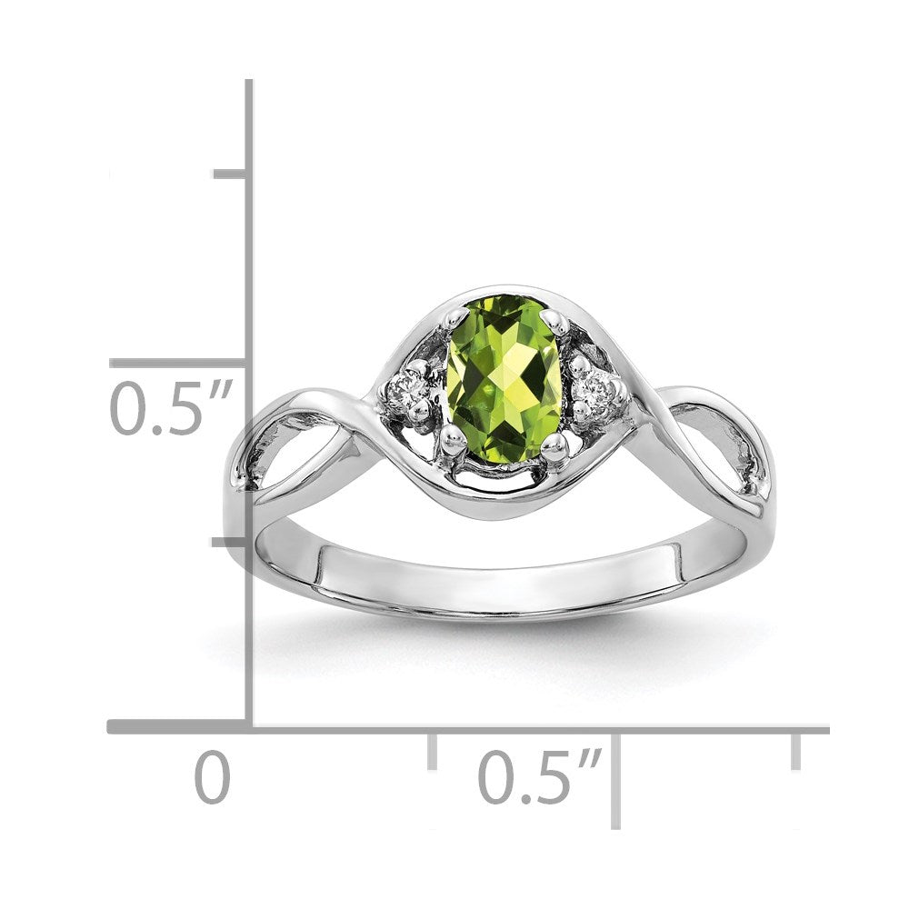 14k White Gold 6x4mm Oval Peridot A Real Diamond ring